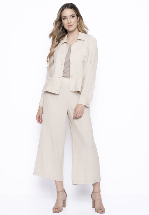 Pleated Button-Front Jacket Full Length