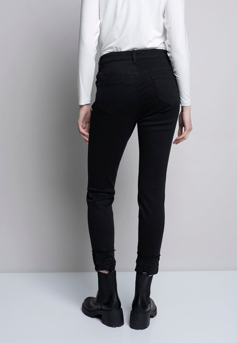 Embellished Cuff Ankle Length Jeans Back View