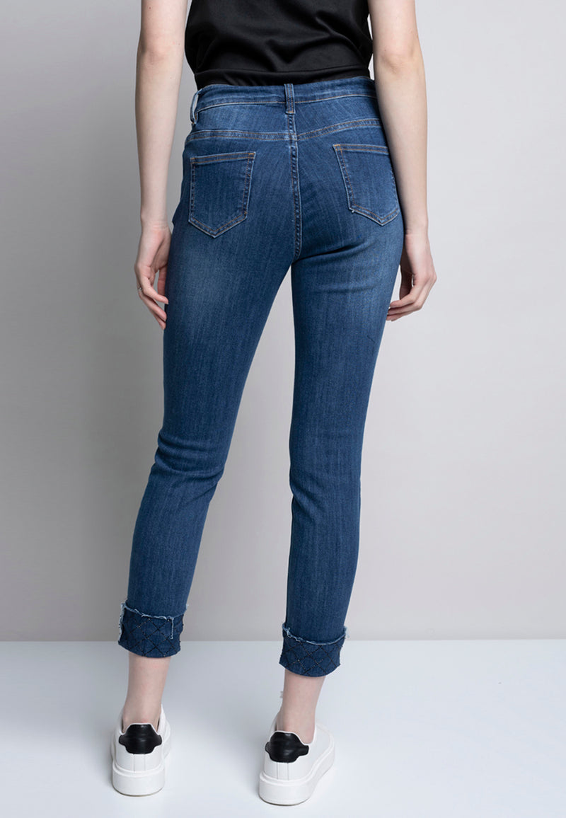 Embellished Cuff Ankle Length Jeans