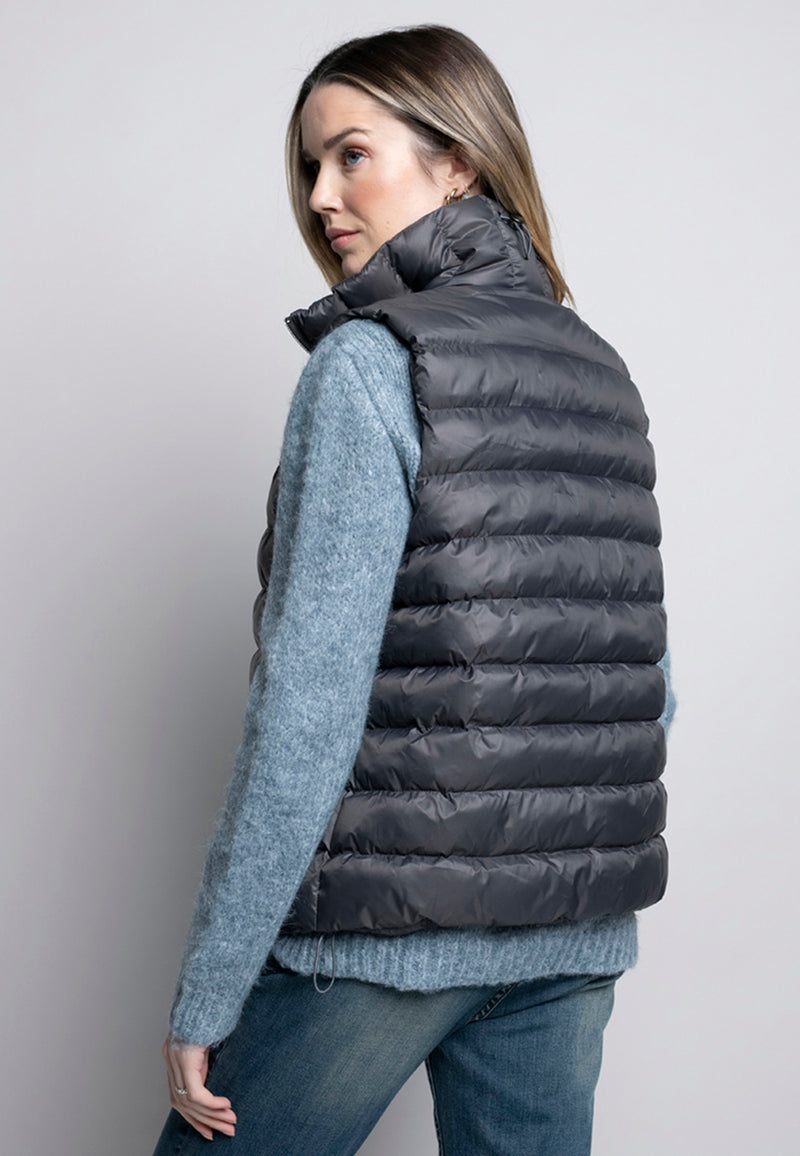 Denim Trim Zip-Front Vest