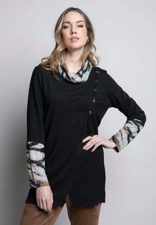 Cowl Neck Top With Lacing Detail Front View