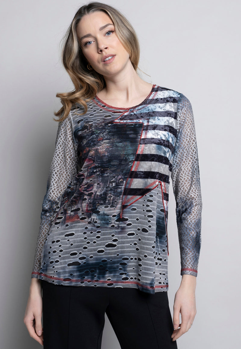 Contrast Stitch Custom Printed Top