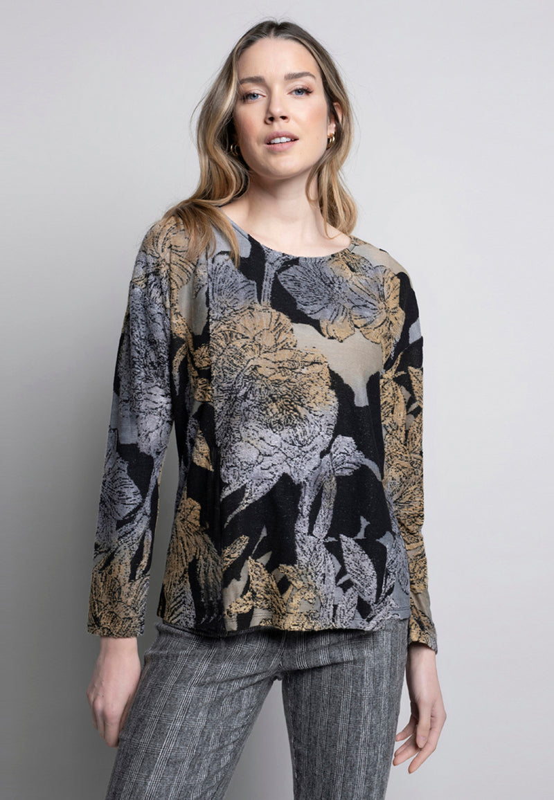 Clipped Jacquard Crew-Neck Top