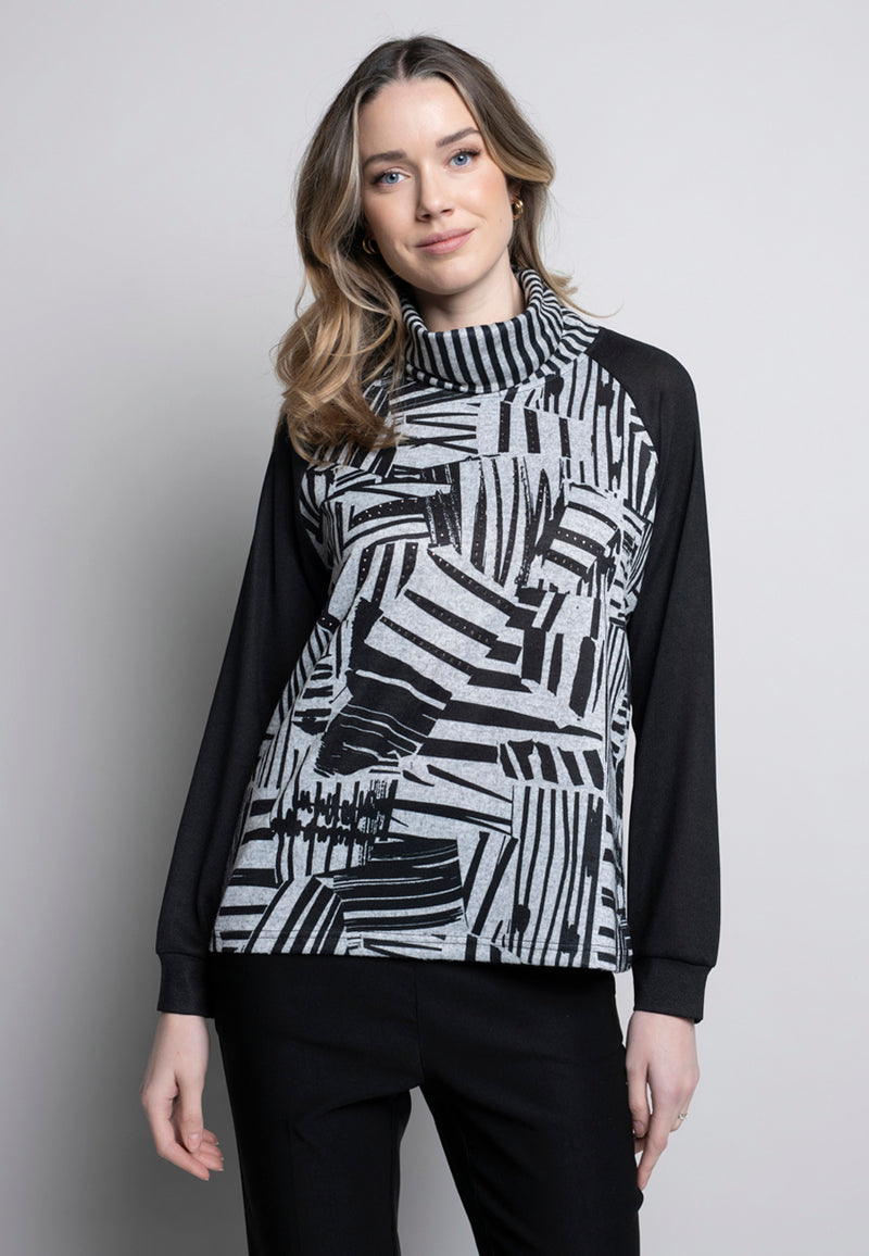 Raglan Sleeve Printed Top Front View