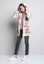 Plaid Fleece Hooded Jacket Full Length