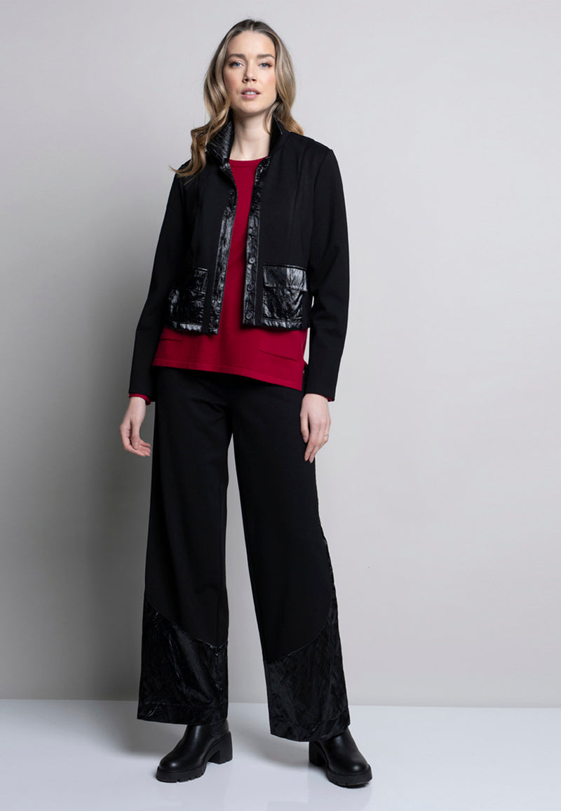 Wide-Leg Pants With Waxed Inserts Full Length