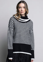 Cowl Neck Stripe Top Front View