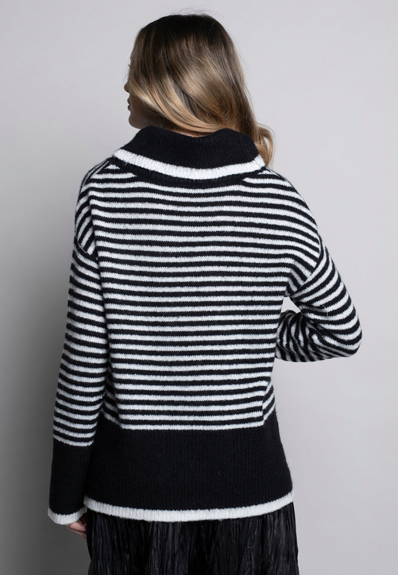 Cowl Neck Stripe Top Back View