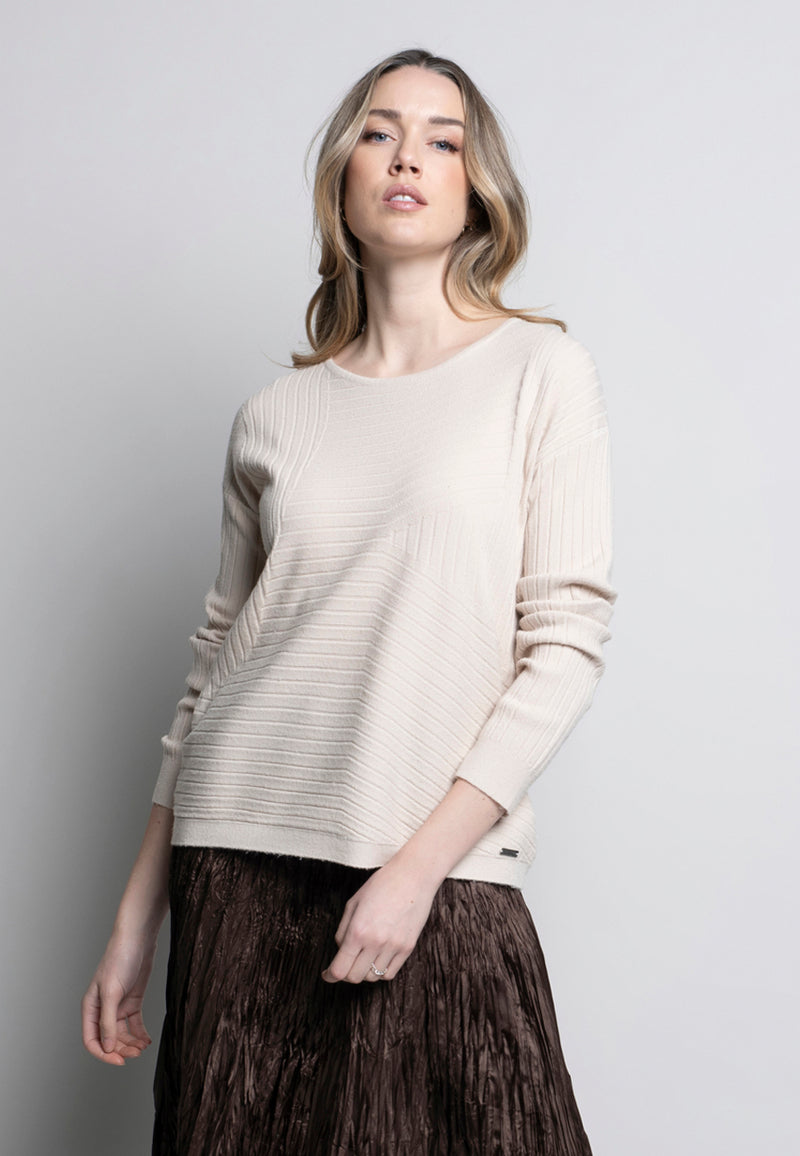 Linear Textured Knit Top Front View