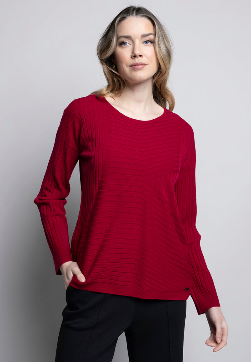 Linear Textured Knit Top Front View