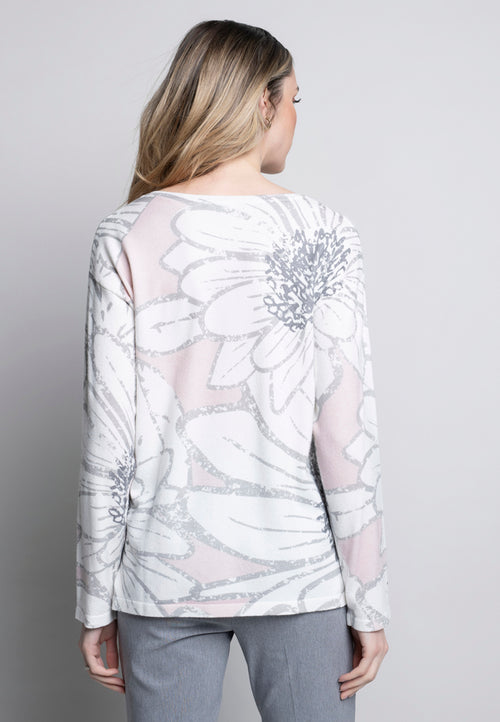 Floral Print V-Neck Top Back View