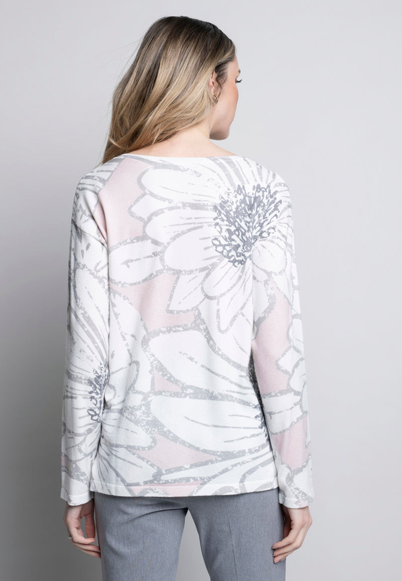 Floral Print V-Neck Top Back View