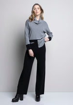 Cowl Neck Black Trim Top Full Length