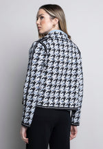 Houndstooth One-Button Short Jacket