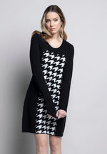 Houndstooth Insert A-Line Dress Front View