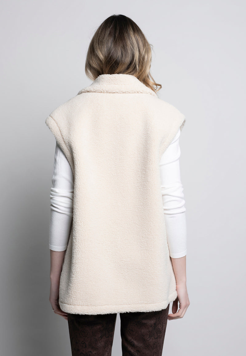 Oversized Faux Shearling Vest Back View