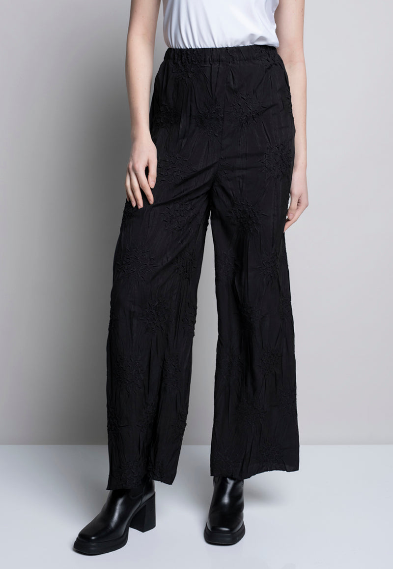 Wide-Leg Embossed Pants Front View