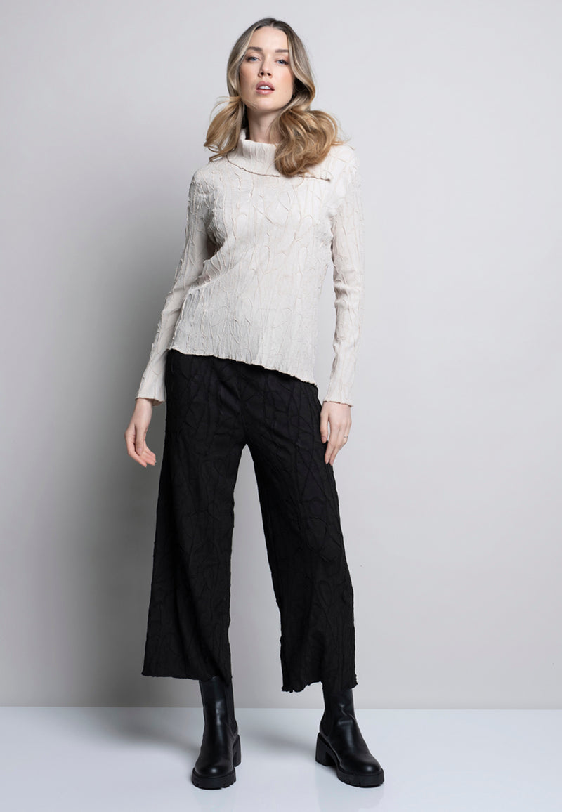 Wide-Leg Embossed Pants Front View