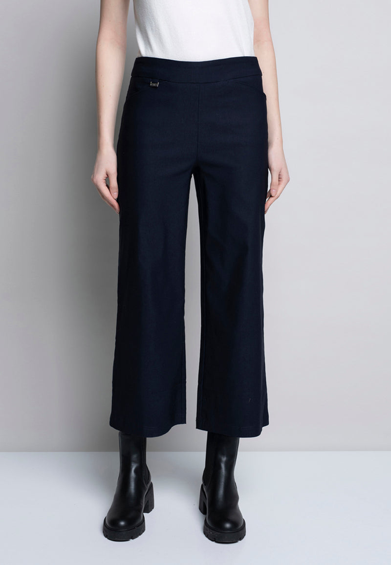 Piping Detailed Wide-Leg Cropped Pants