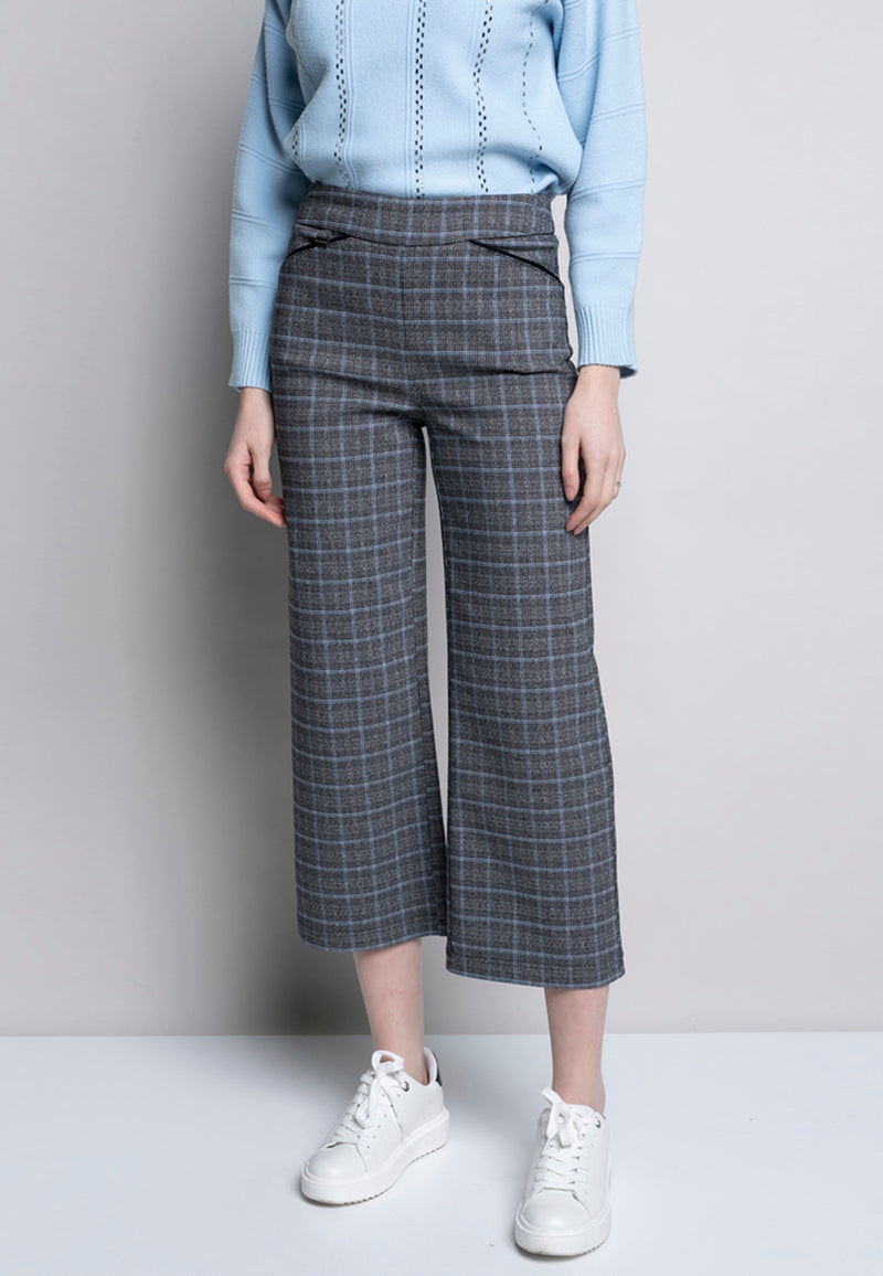 Piping Detailed Wide-Leg Cropped Pants