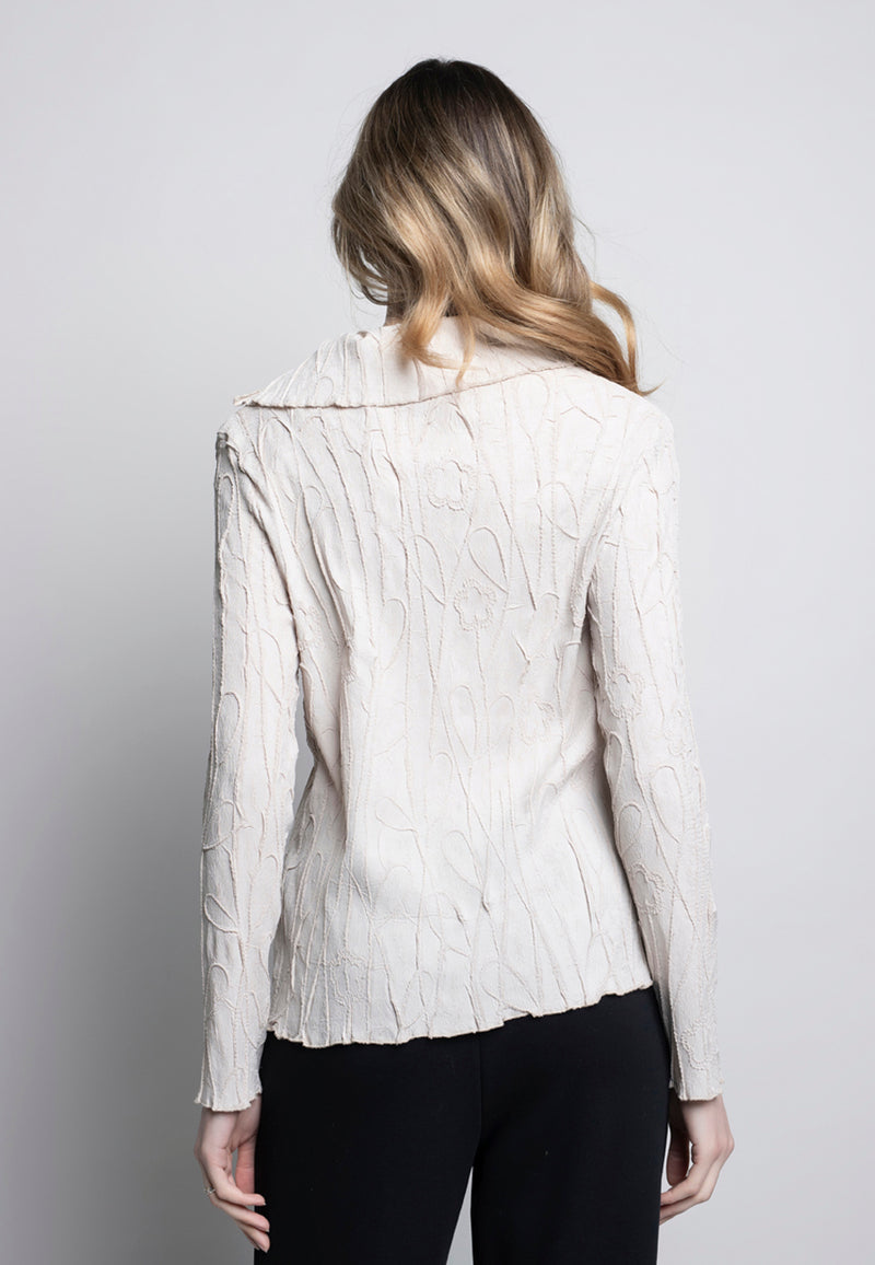 Split Collar Embossed Top Back View