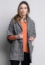 Houndstooth Hooded Cape Front View