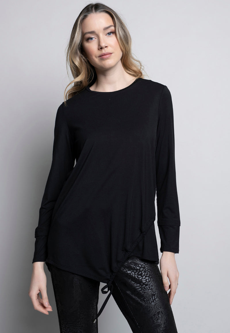 Asymmetrical Drawstring Hem Top