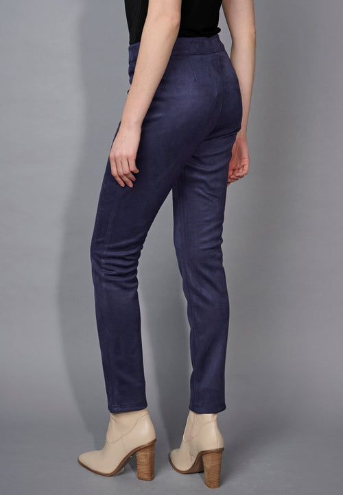 Faux Suede Slim-Leg Full-Length Pants Back View