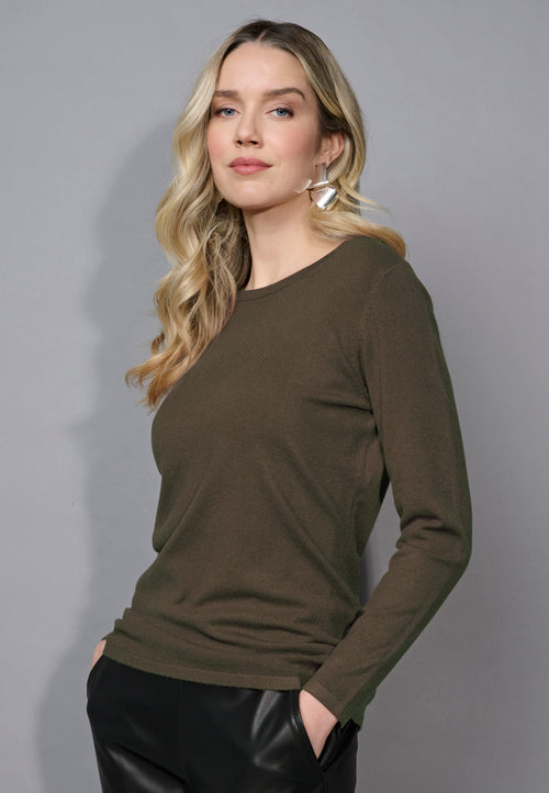Long-Sleeve Crew Neck Top Front View
