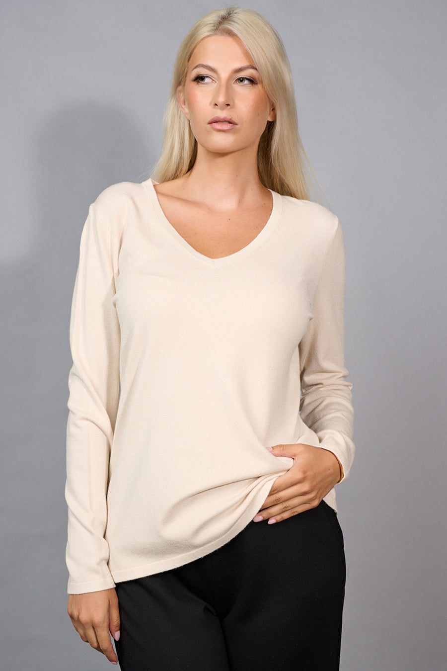 Long-Sleeve V-Neck Top