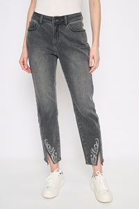 Front Slit Ankle-Length Jeans