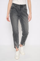 Front Slit Ankle-Length Jeans Front View