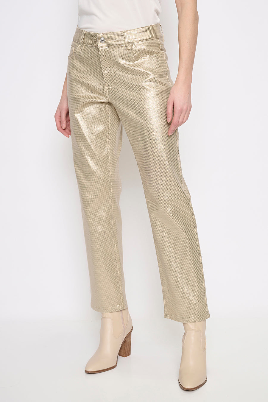 Foil Print Full-Length Jeans Front View