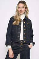 Gold Button Denim Jacket Front View