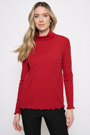 Lettuce Edge Turtleneck Top Front View