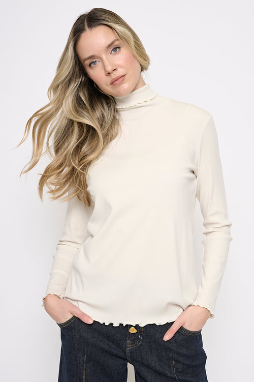 Lettuce Edge Turtleneck Top Front View