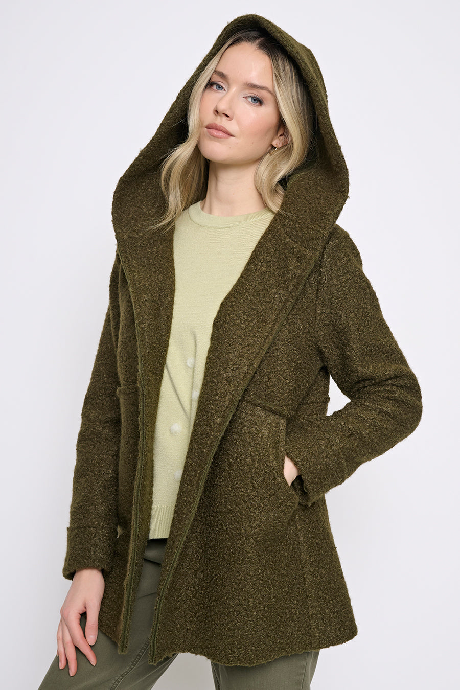 Button-Front Hooded Jacket Front View