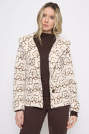 Button-Front Short Hooded Jacket Front View