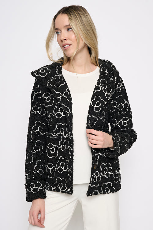 Button-Front Short Hooded Jacket