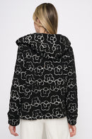 Button-Front Short Hooded Jacket
