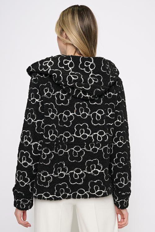 Button-Front Short Hooded Jacket