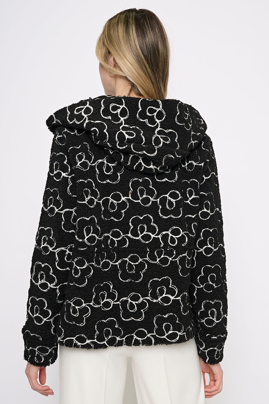 Button-Front Short Hooded Jacket