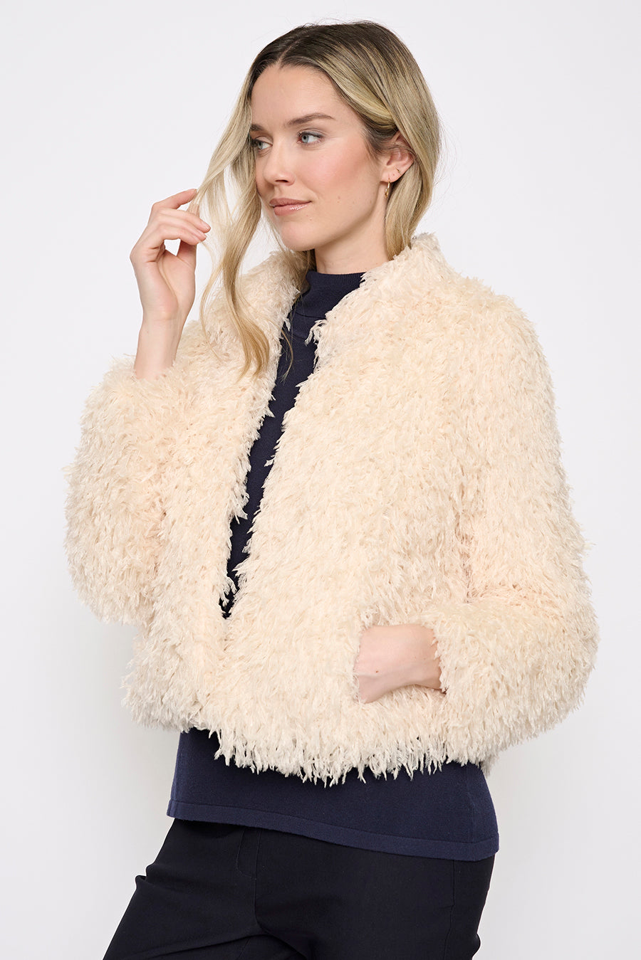 Faux Feather Short Jacket