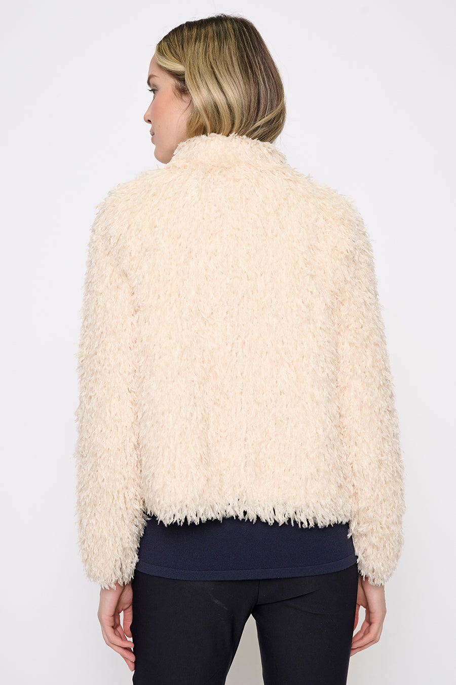 Faux Feather Short Jacket Back View