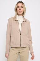 Pleated Pocket Zip Jacket Front View