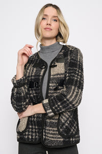 Toggle Clasp Plaid Short Jacket