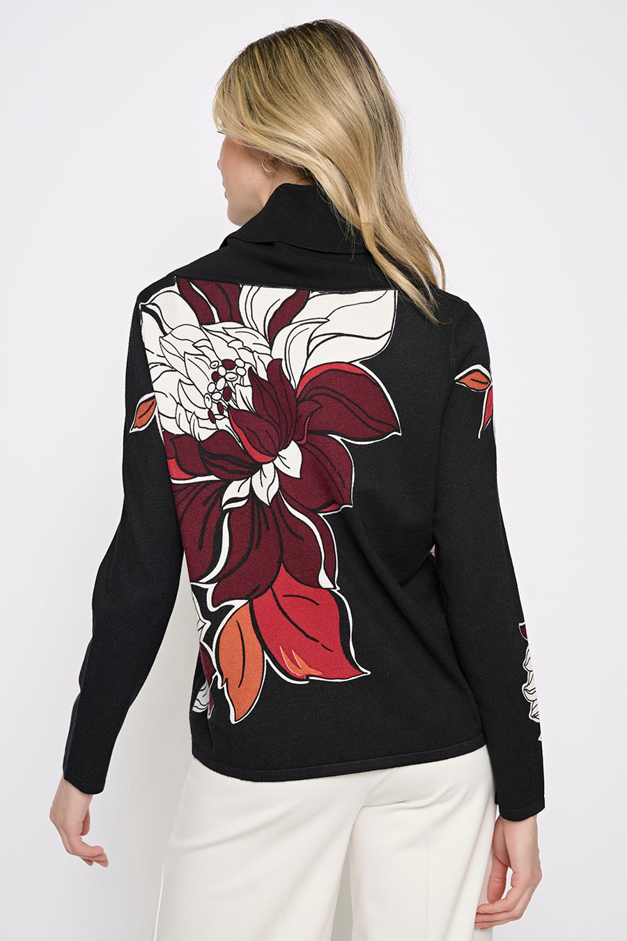 Draped Neck Custom Floral Top Back View