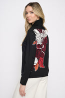 Draped Neck Custom Floral Top Side View