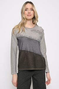 Grey Color Blocking Top