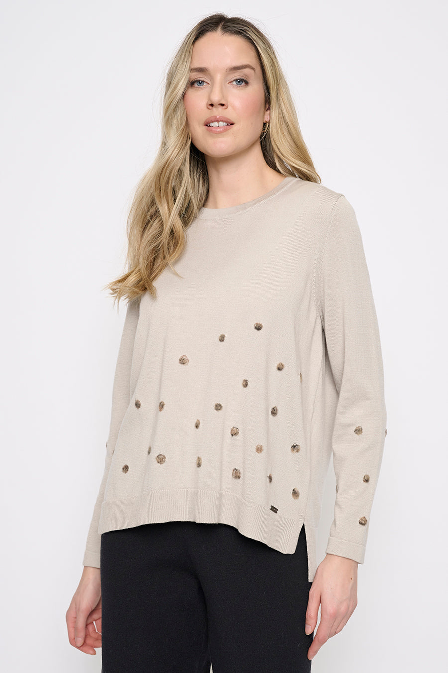 Polka-Dot Hi-Low Top Front View